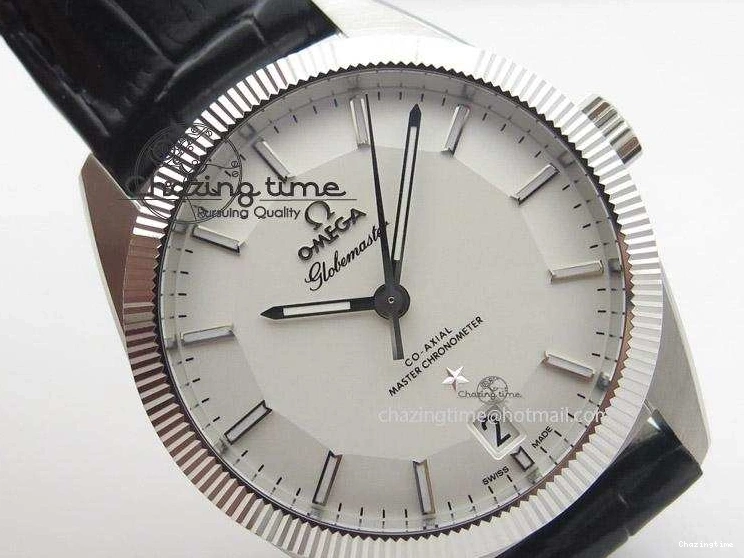 0721 Globemaster Master Chronometer SS V6F Best Edition White Dial On Black Leather Strap A FastDry 8269